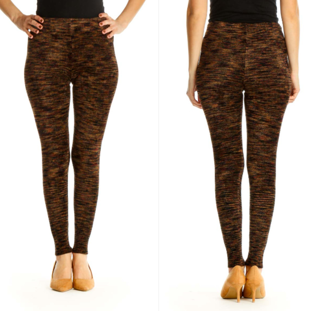Free People Seamless Legging M Heathered Brown Textured Elastic Waist Pants - Picture 1 of 9